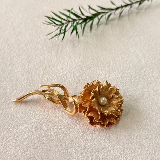 铜合金仿珍珠胸针 【六六中古】孤品复古花束胸针te6859
