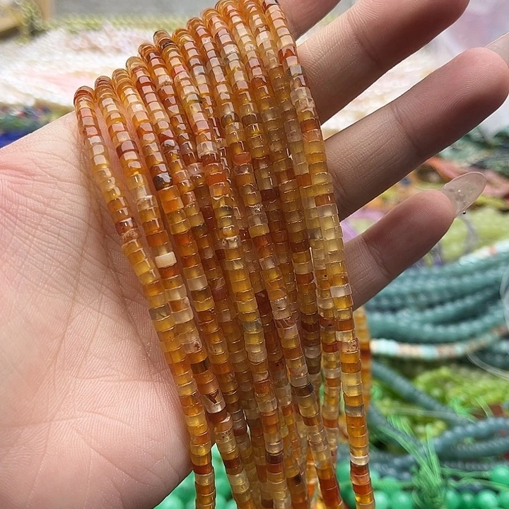 玛瑙/玉髓珠宝半成品未镶嵌一条4/2mm左右玛瑙直切