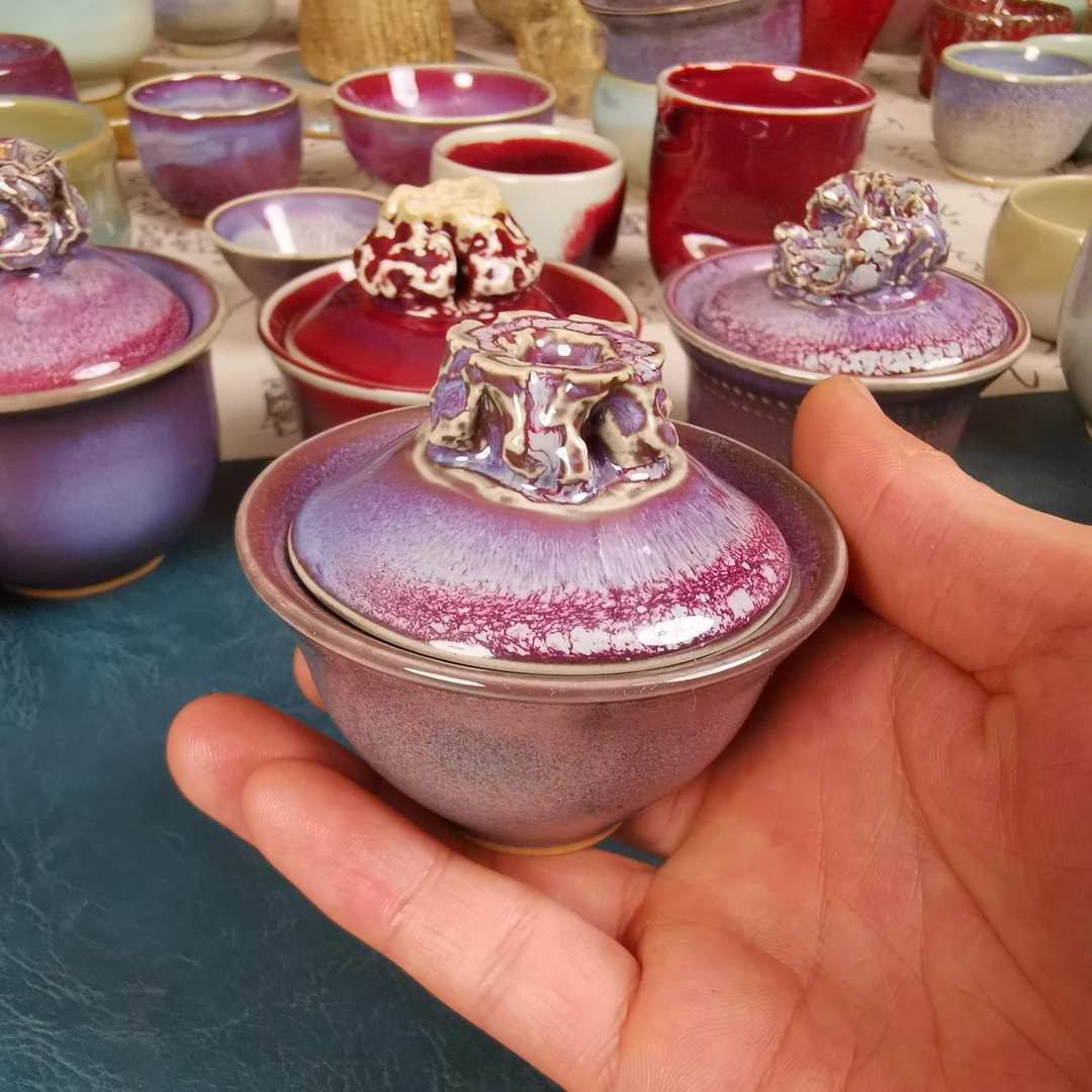 瓷趣万千陶瓷主人杯钧瓷茶杯杯子手工原矿窑变茶器周边纯手工精美