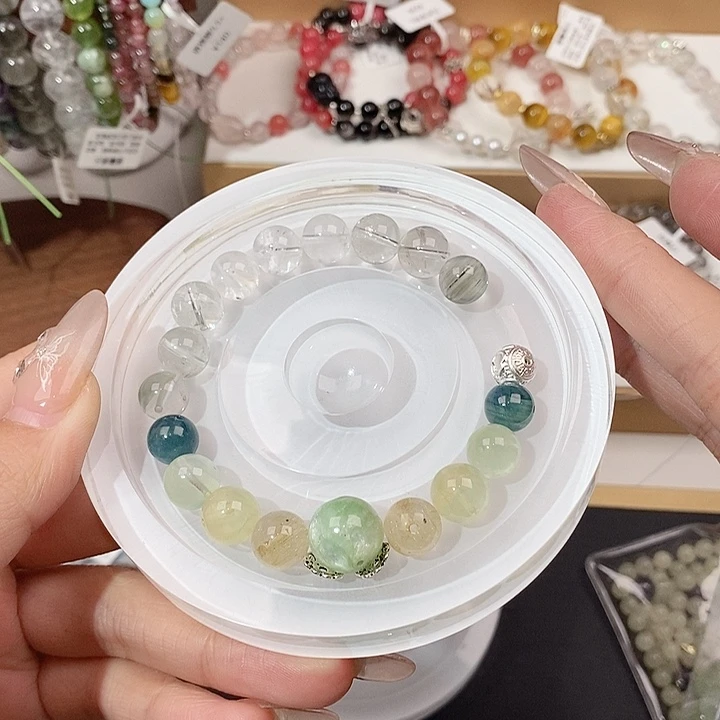 水晶手链未镶嵌微****花14.5挑葡萄白幽灵绿啊赛