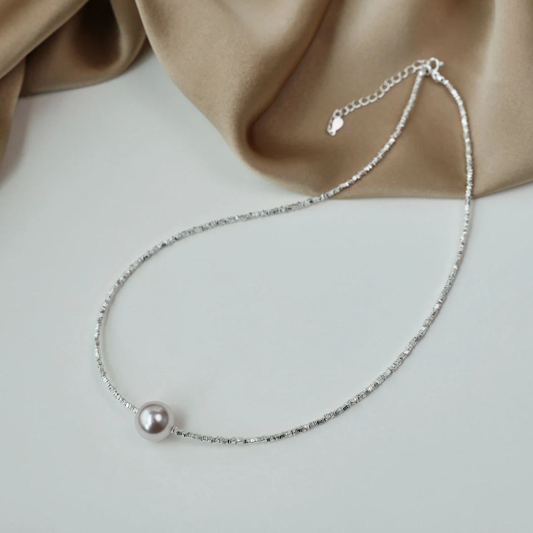 链子925银 超闪碎银曼塔玫瑰紫珠项链气质时尚百搭简约轻奢