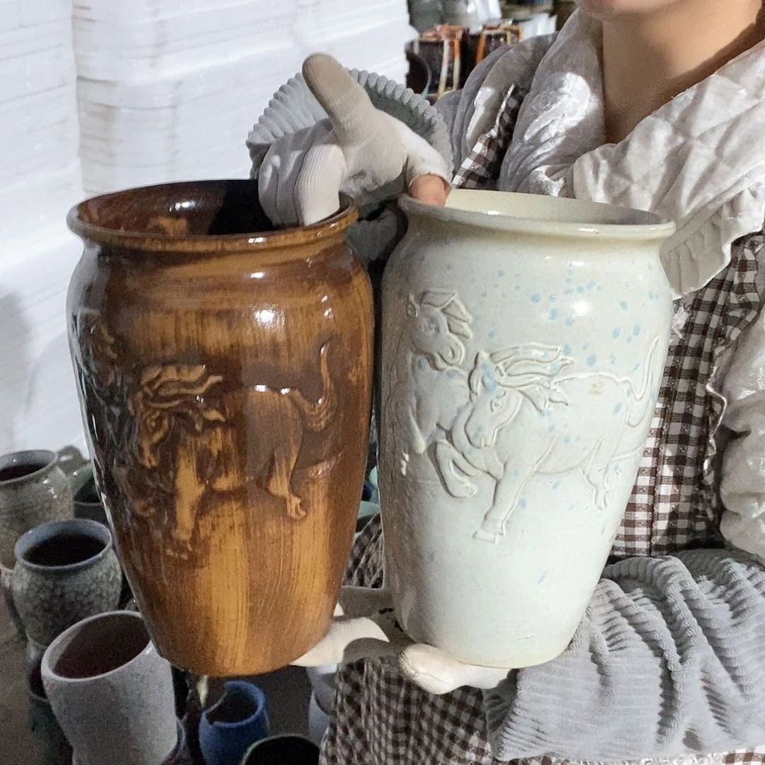 紫砂花盆瑕疵口15高25