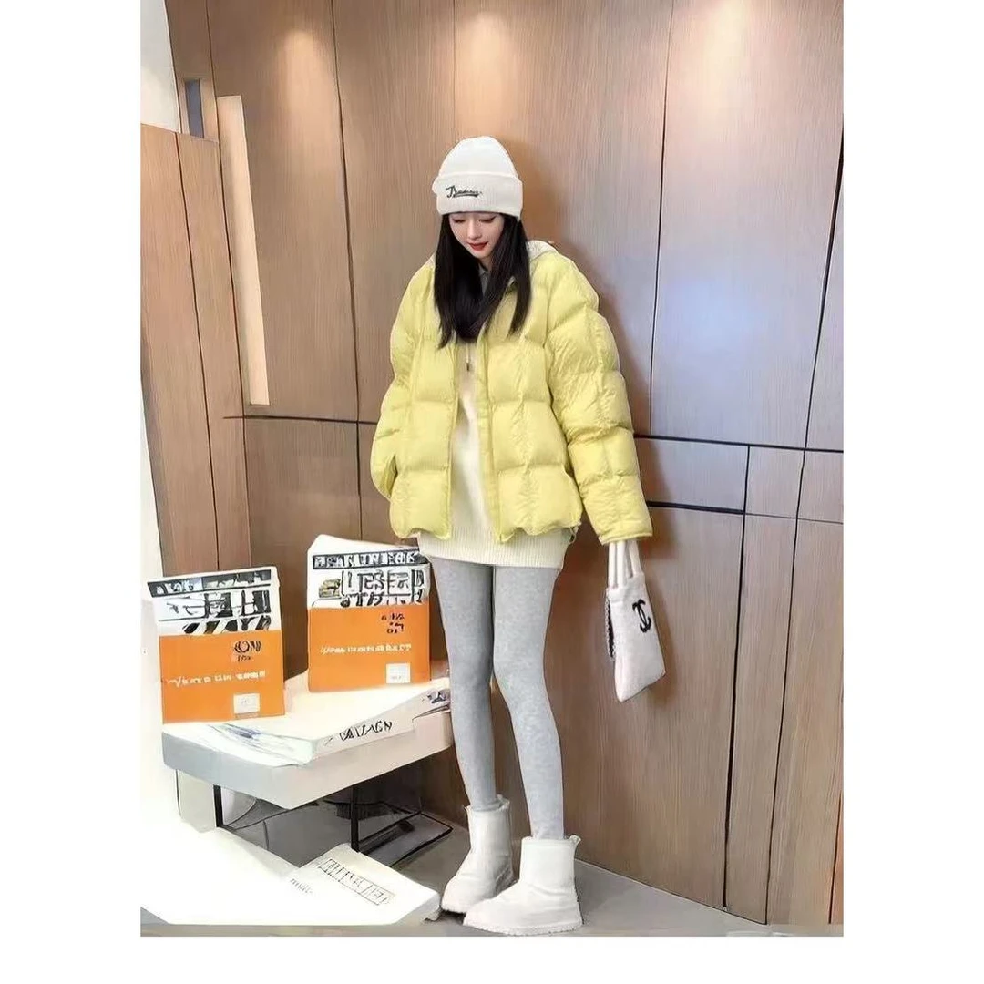 T新款圆领白鸭绒羽绒服女短款面包服2024年