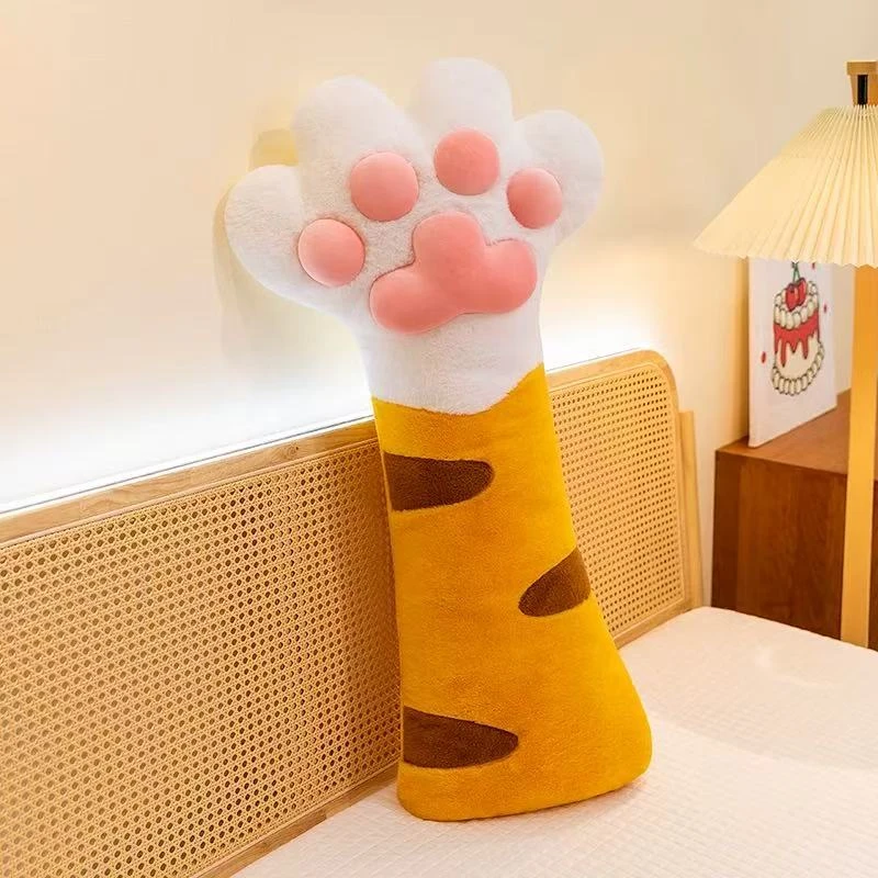 猫爪棕色70厘米毛绒玩具公仔睡觉抱枕长条可爱布娃娃