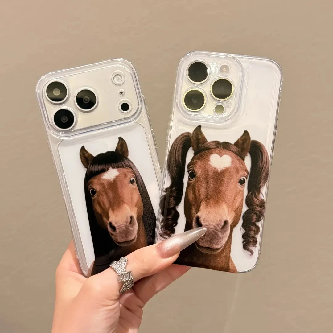 趣味搞怪抽象马情侣手机壳适用苹果17p/16pro个性iPhone15/14壳商品图
