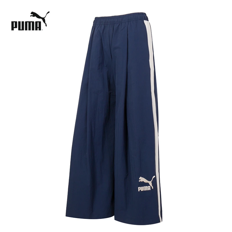 PUMA彪马女裤新款T7拼接休闲阔腿长裤运动宽松蓝色裤子625686