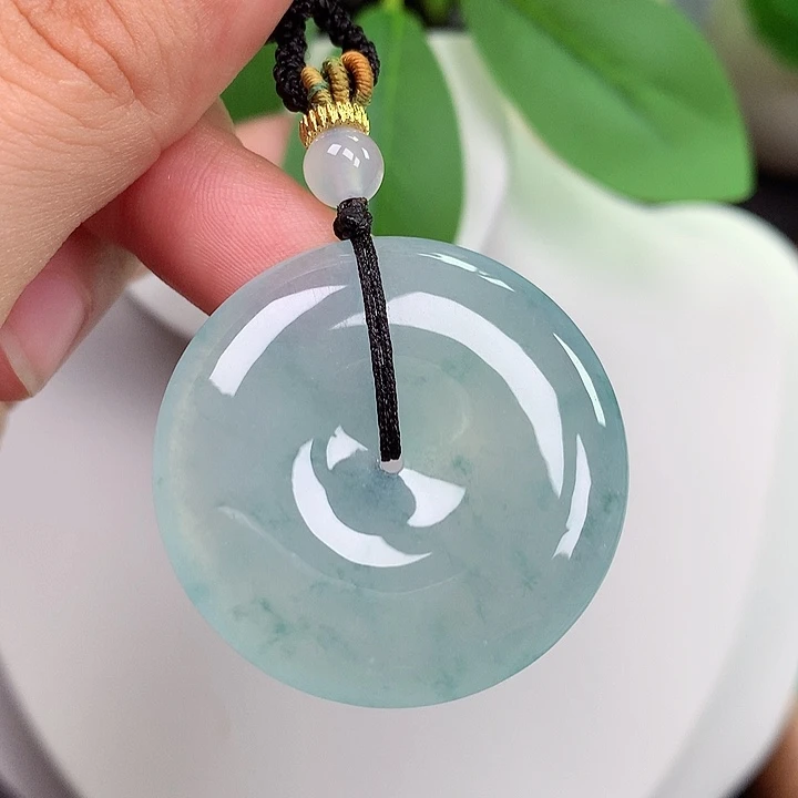 翡翠未镶嵌颈饰平安扣 34.9x6.0mm