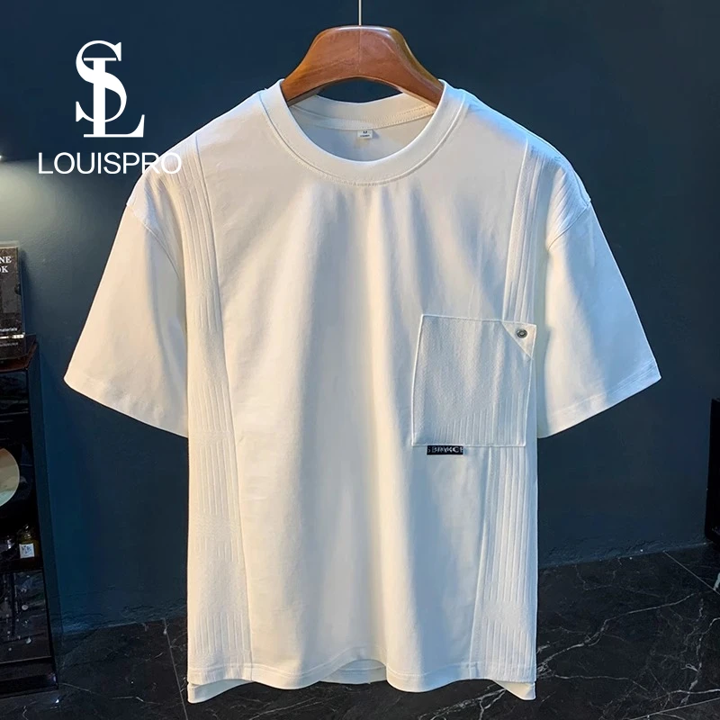 透气口袋款短袖T恤男夏季宽松气质百搭痞帅休闲圆领半袖