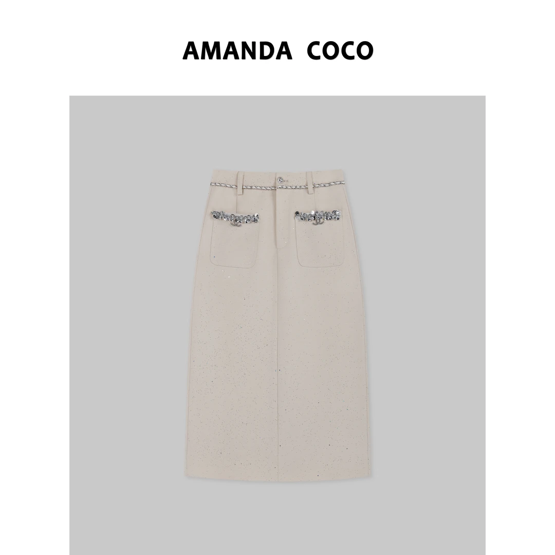 COCOFANFAN | 设计师款~高定手缝链条气质半裙