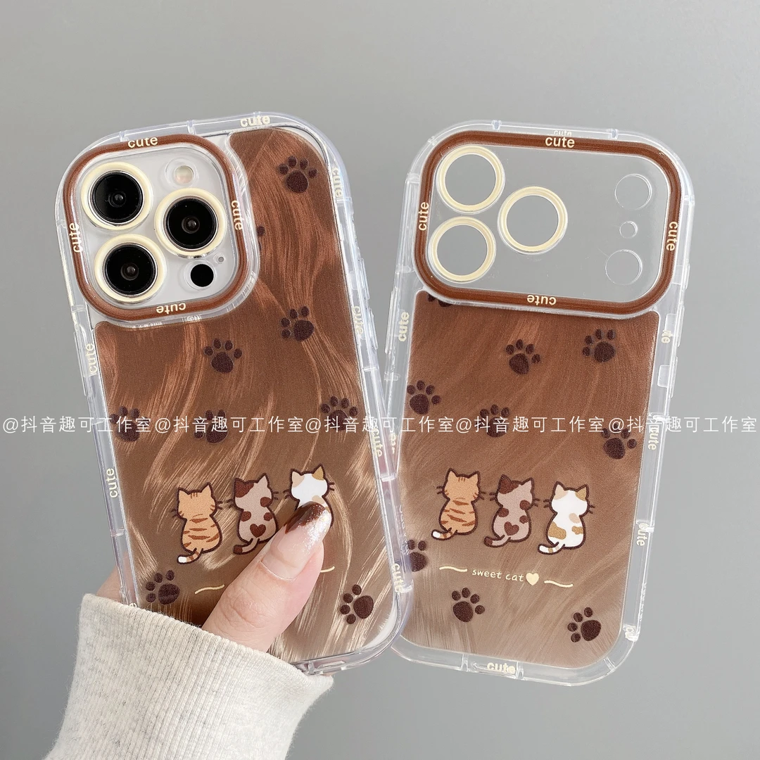 泡芙羽纱适用iphone17promax苹果16手机壳15/14/13华为背影潮创意