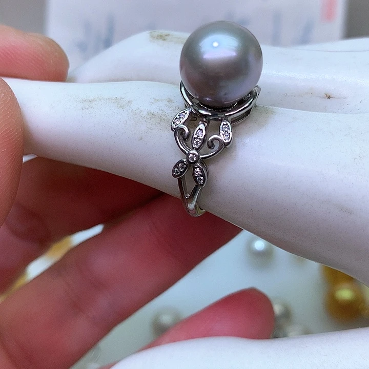 银S925镶嵌耳饰淡水珍珠