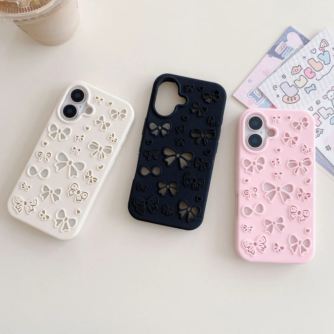 少女心镂空蝴蝶结适用iPhone16手机壳硅胶苹果15保护套14防摔软壳