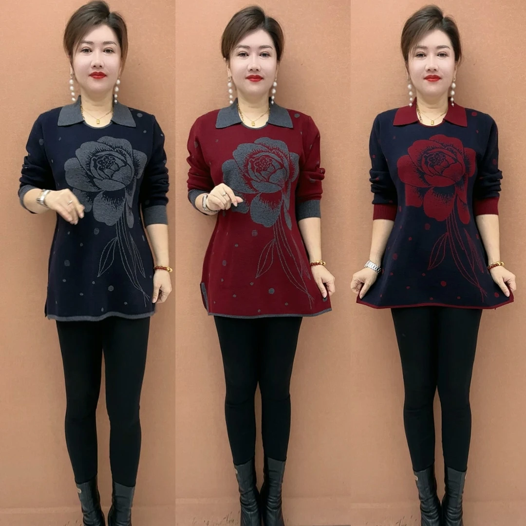 SZ 新款时尚平方领撞色设计提花针织衫