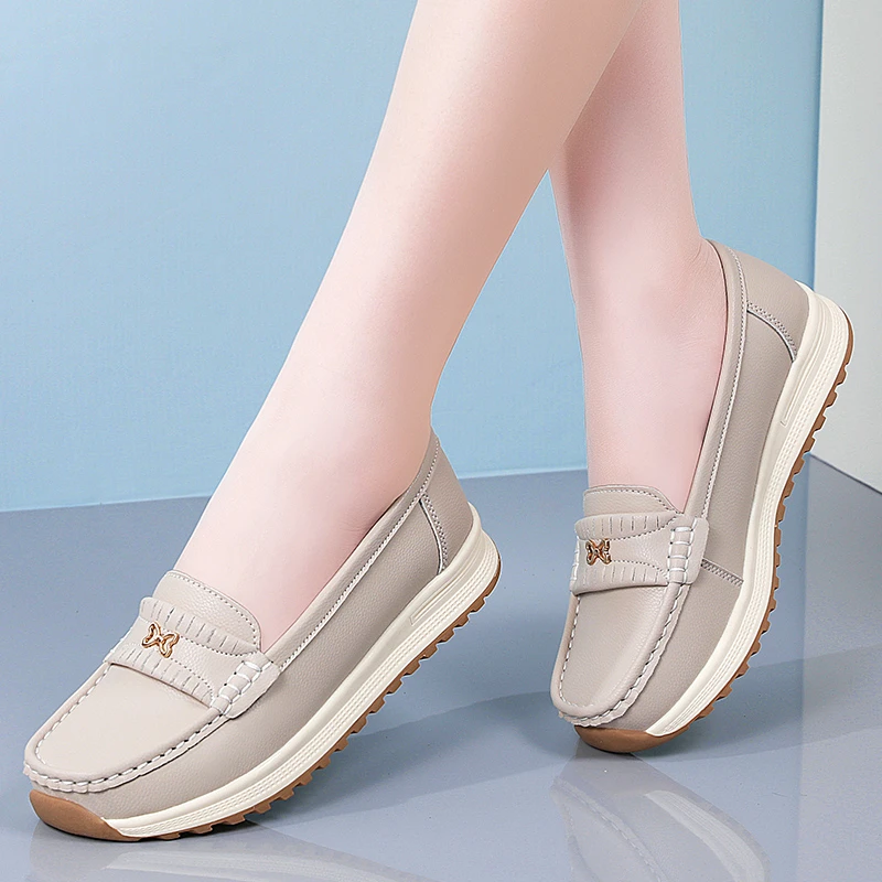 鞋子女款爆款2025新款春秋季软底防滑舒适一脚蹬妈妈鞋百搭流行鞋