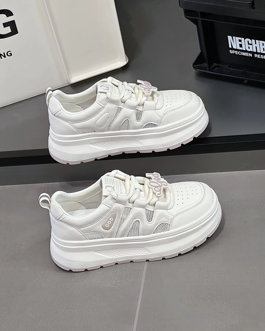 春秋女厚底小白鞋韩版ins网面透气时尚轻便休闲运动鞋/dfd66069