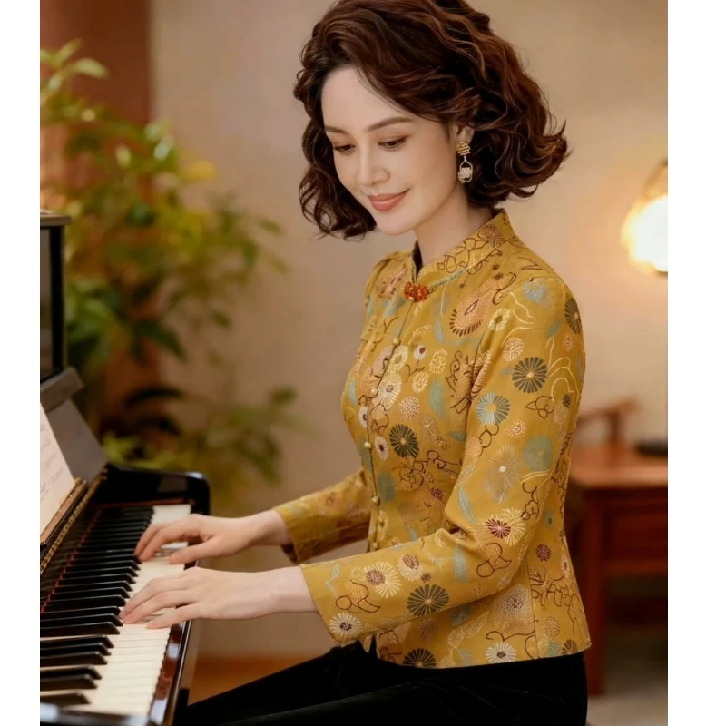 （62号黄*2026春新品）改良中国风旗袍小衫【菲菲妈妈装】