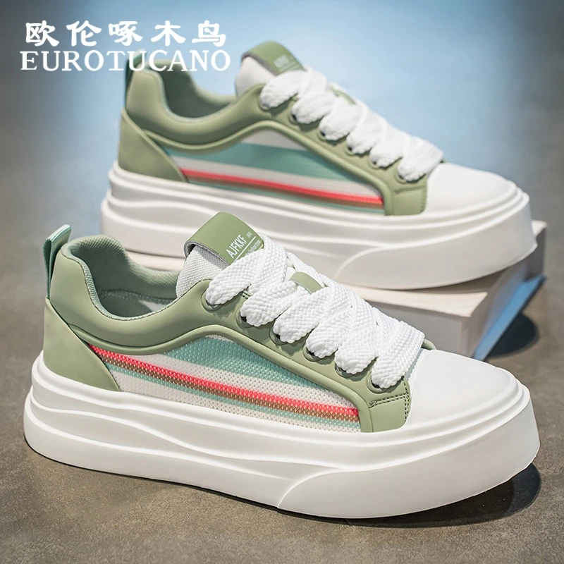 欧伦啄木鸟EUROTUCANO男鞋夏季透气网面鞋子男款潮流耐磨休闲板鞋