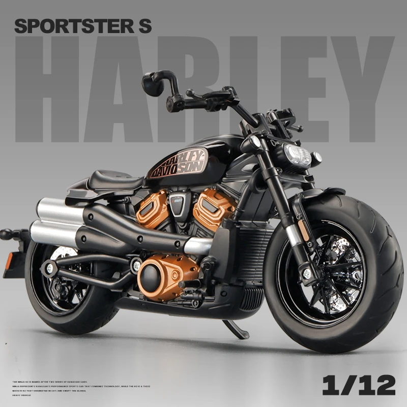 1:12复古哈雷摩托车机车模型仿真合金玩具车手办摆件收藏男生礼物