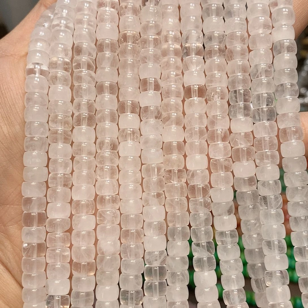 玛瑙/玉髓散珠天然白水晶直切剁珠一条7m m