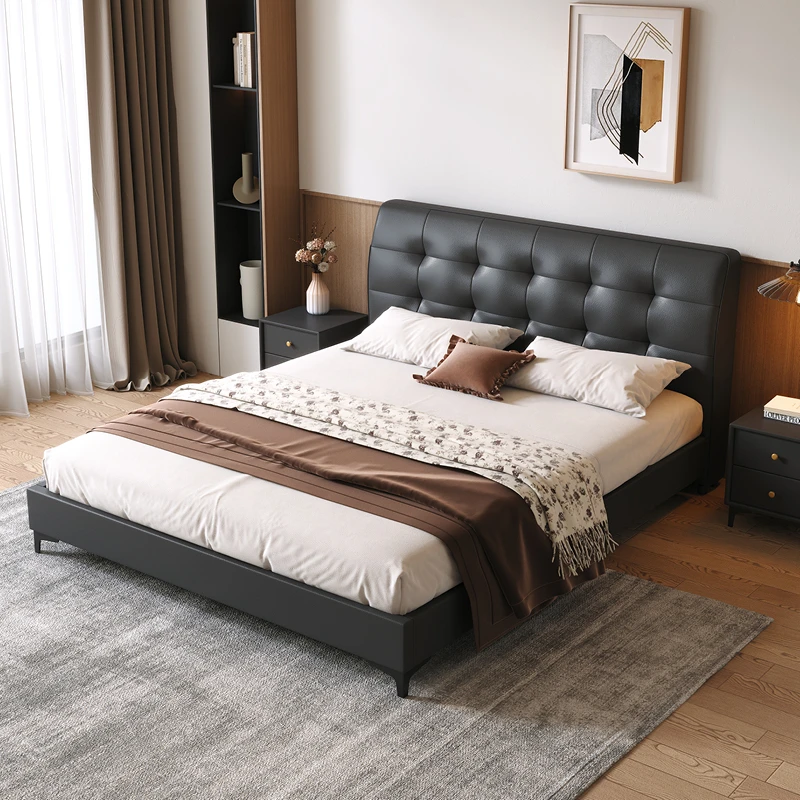 153#意式轻奢纳帕皮主卧床1.5米高端大气婚床北欧双人床极简