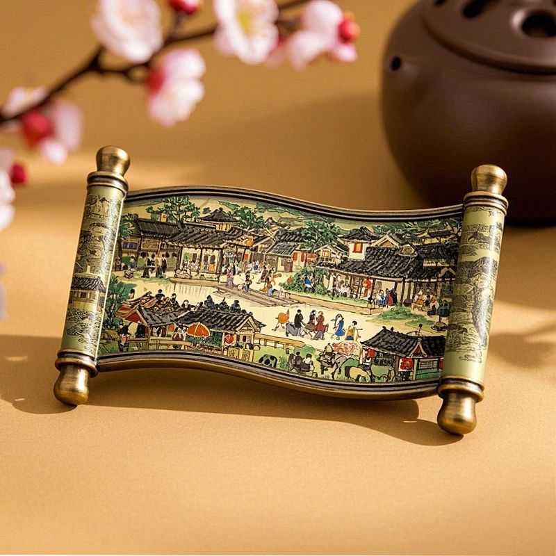 清明上河图金属冰箱磁贴北宋复古画卷装饰品送同学朋友礼物冰箱贴