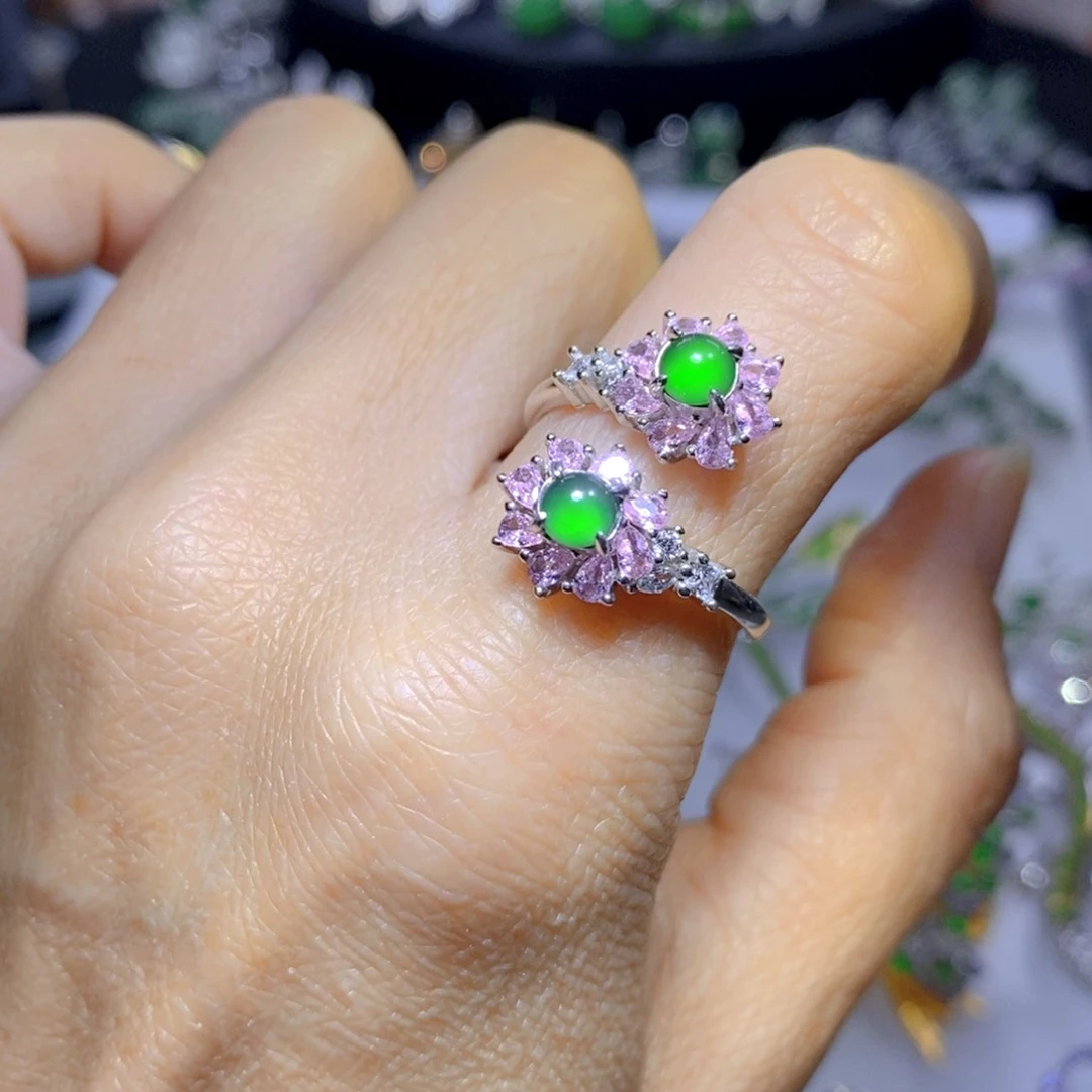 翡翠颈饰银S925镶嵌天然翡翠