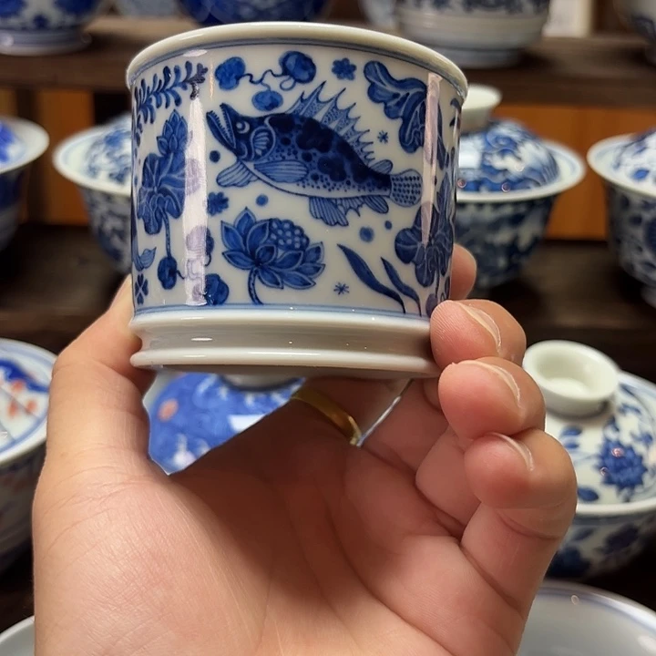 景德镇纯手工手绘直口杯
