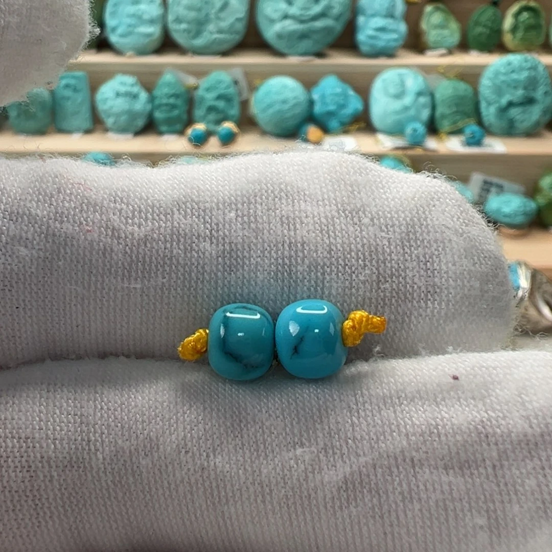 未镶嵌绿松石老型对珠 6.3x5.3mm