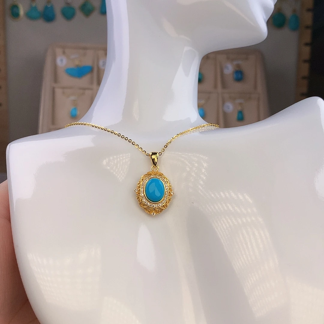 绿松石银S925镶嵌颈饰