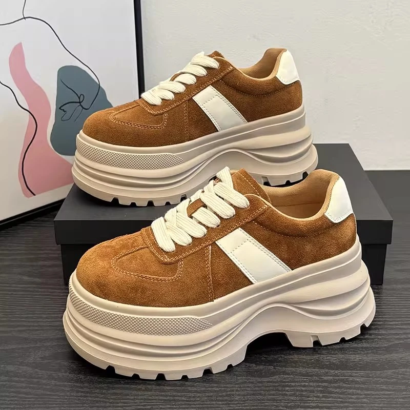 欧货6cm增高厚底德训鞋女2025秋新款松糕软底轻便百搭运动休闲鞋