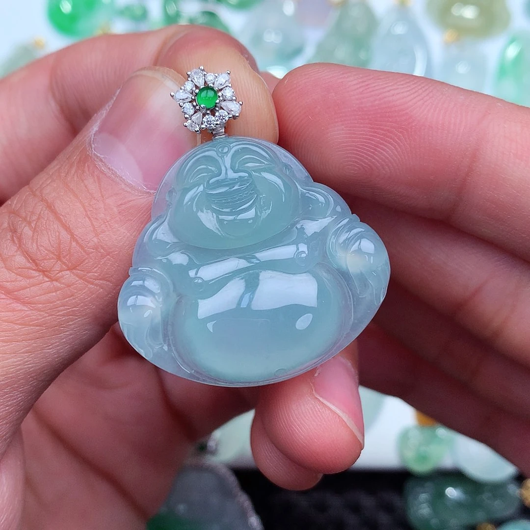 翡翠吊坠(不含链)18K金镶嵌