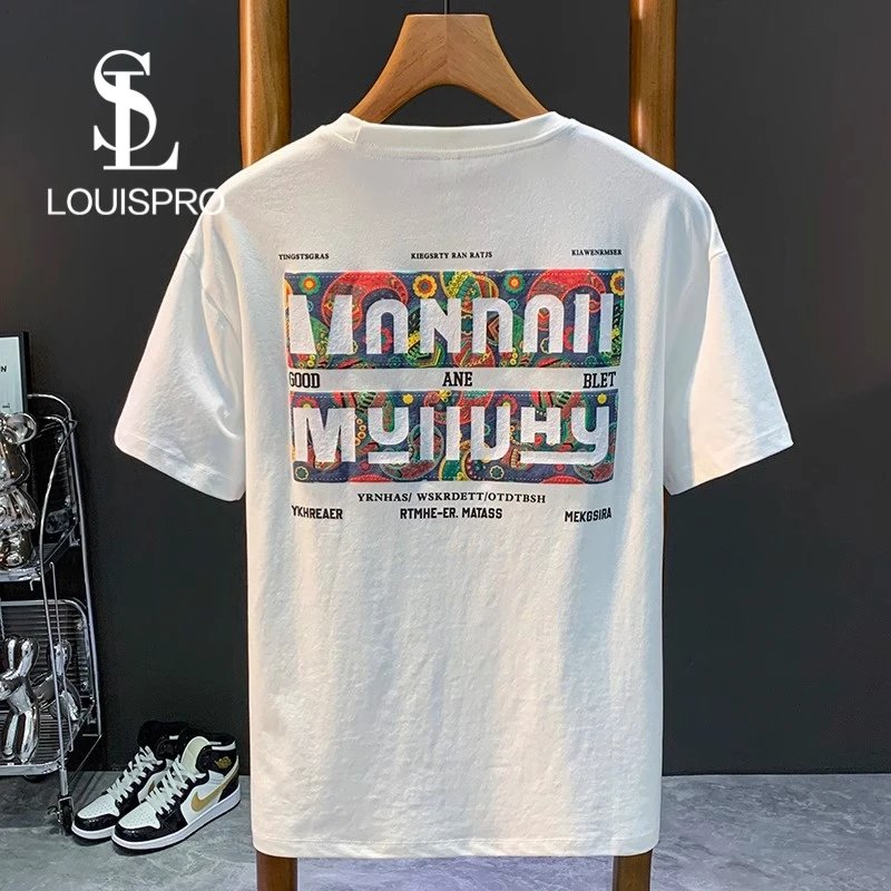 2025夏季新款短袖T恤男圆领印花潮牌休闲百搭透气设计感