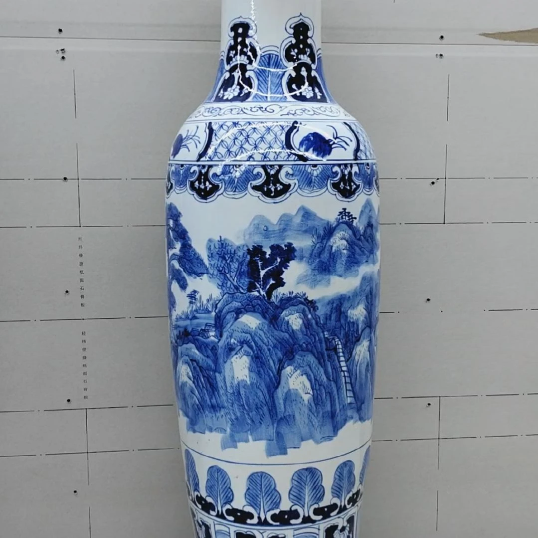 瓶景德镇落地花瓶一米4手绘一对