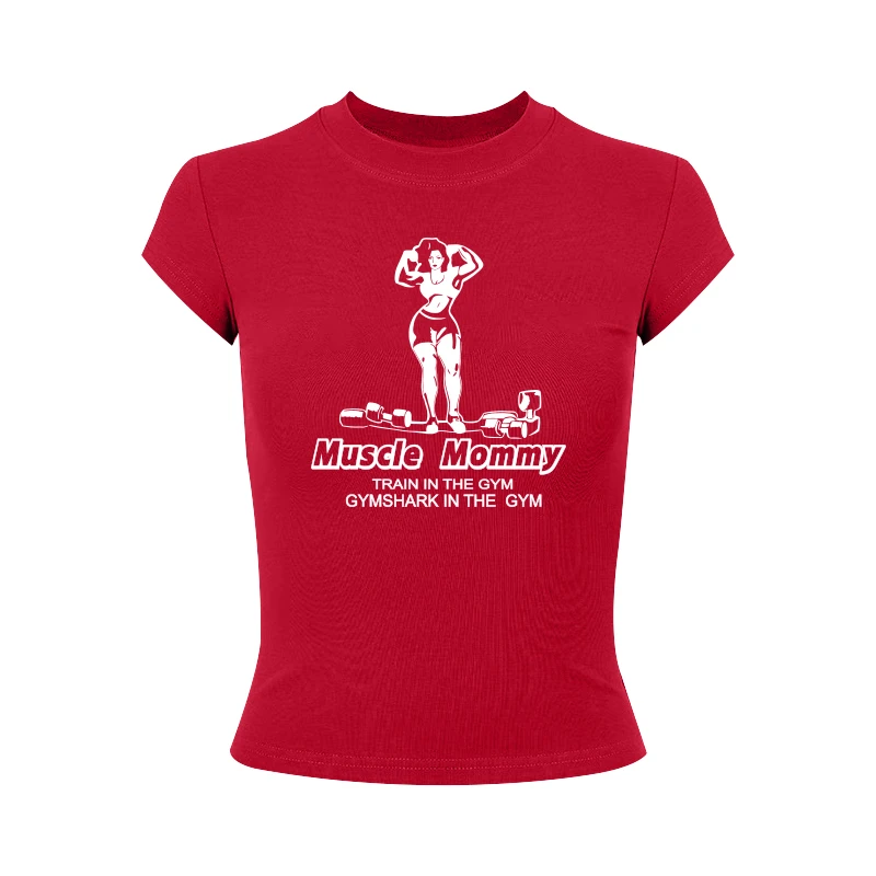 多巴胺圆领健身女T恤运动休闲短款上衣高弹力吸汗显瘦透气