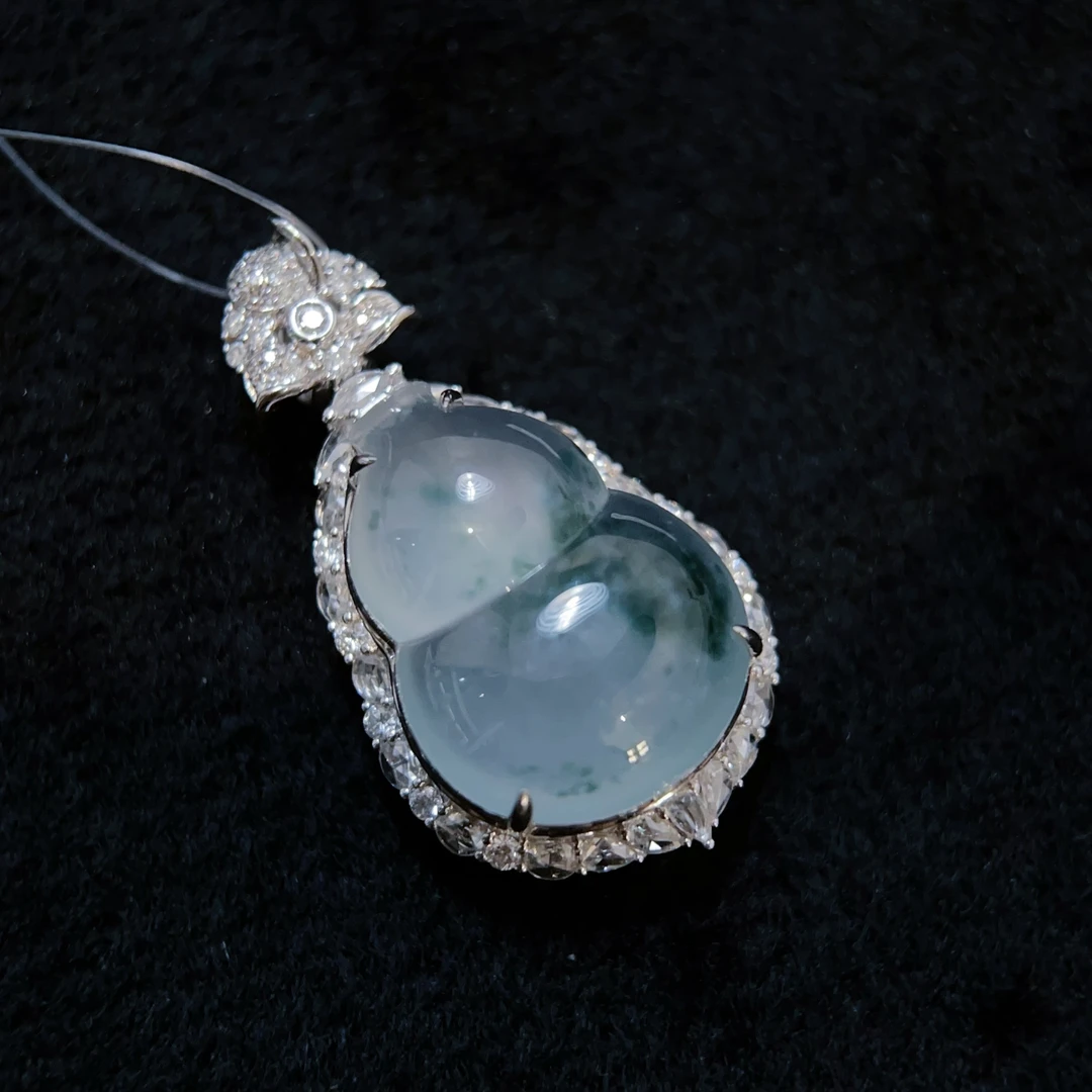 7姐专场/翡翠 高冰飘花葫芦吊坠21.2×15.6×7.6mm 19CFU