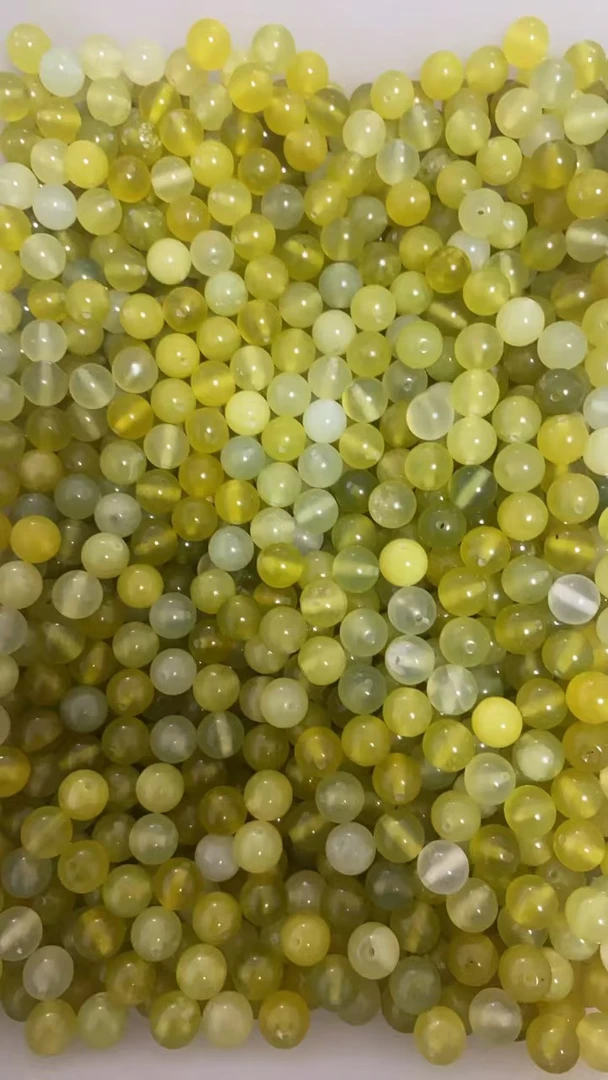 特价天然岫玉散珠卡8黄金玉随机发100颗