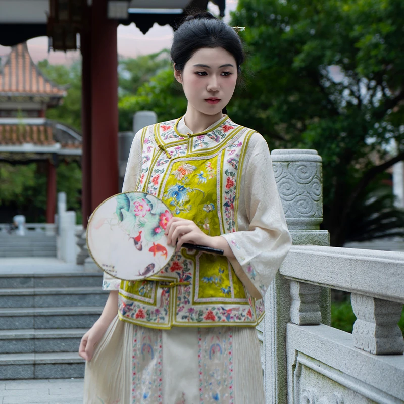 【花蝶】新中式桑蚕丝国风刺绣宽松马甲马夹