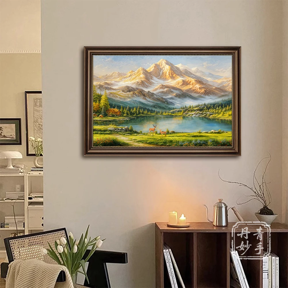 【欧框】金山聚宝客厅餐厅背景墙横版山水画走廊玄关高档风景装饰画
