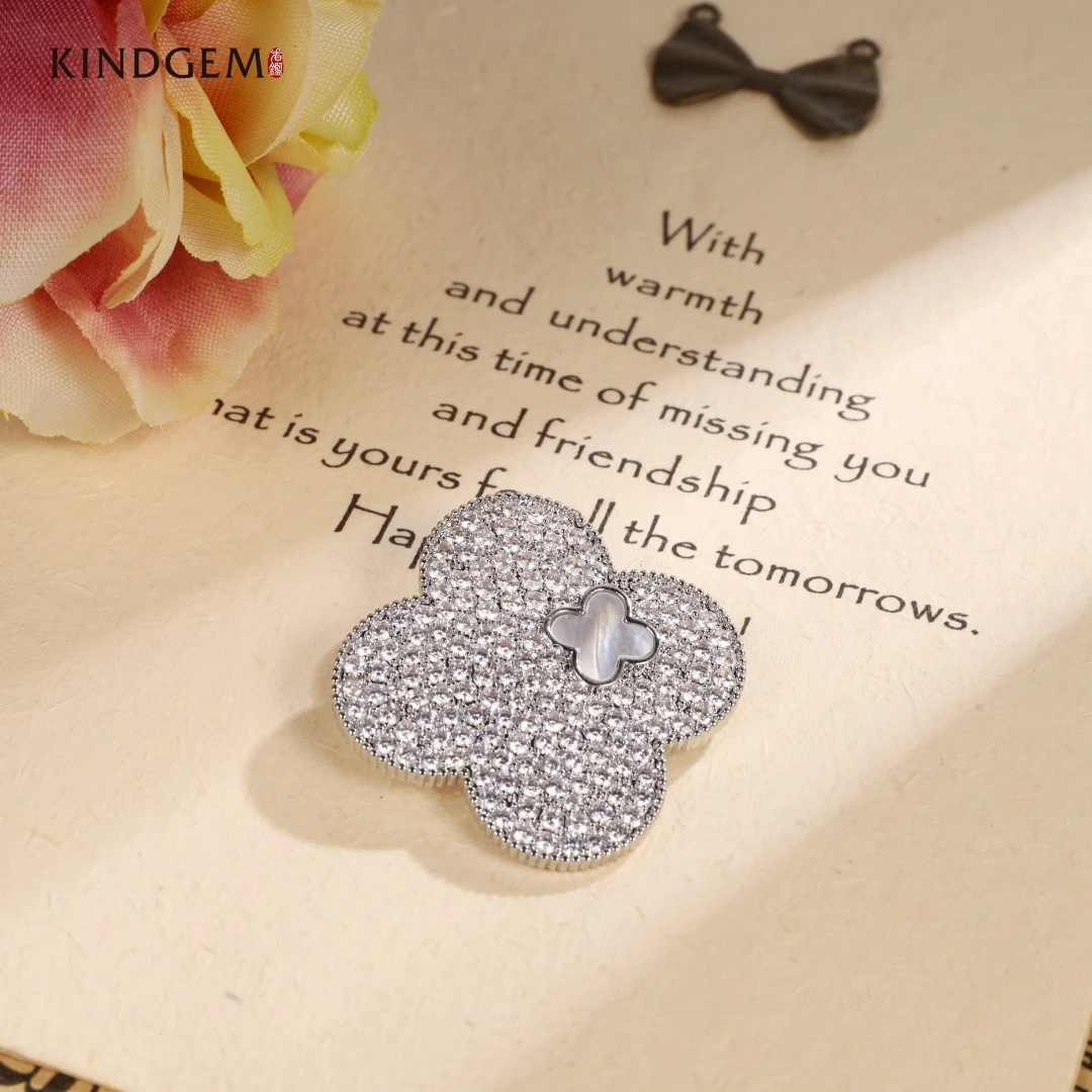 铜合金锆石胸针 银色四叶草镶嵌精致百搭胸针 CZ249XIPC-27925