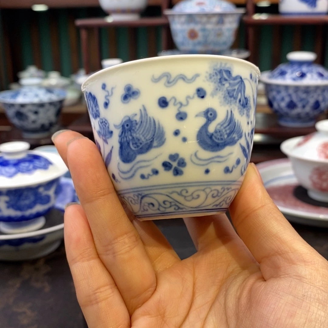 手工陶瓷莲池鸳鸯