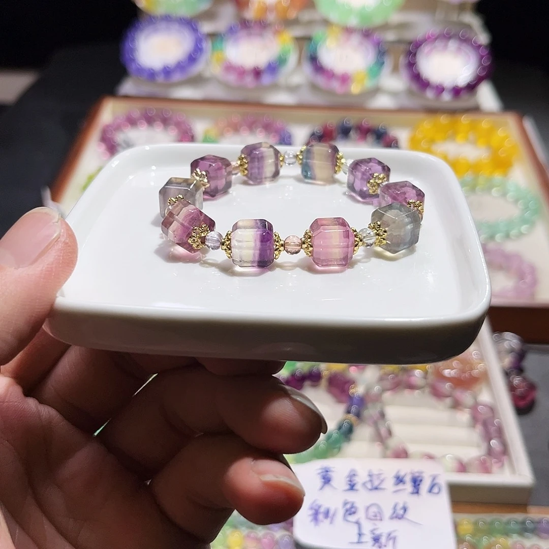 手串未镶嵌萤石西瓜千层方糖10mm