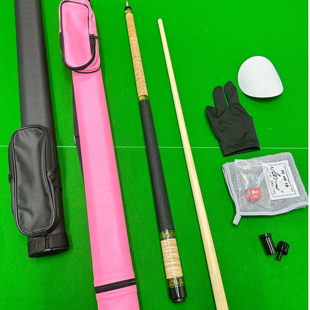 手工二分之一大头杆 虎纹枫为主体 稳定木套环 银丝镶嵌 皮质握把