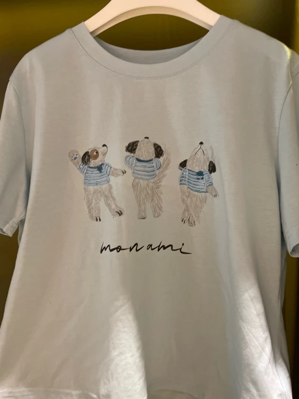 【海南简爱】宽松圆领卡通减龄休闲百搭上衣 0850-6 天蓝色