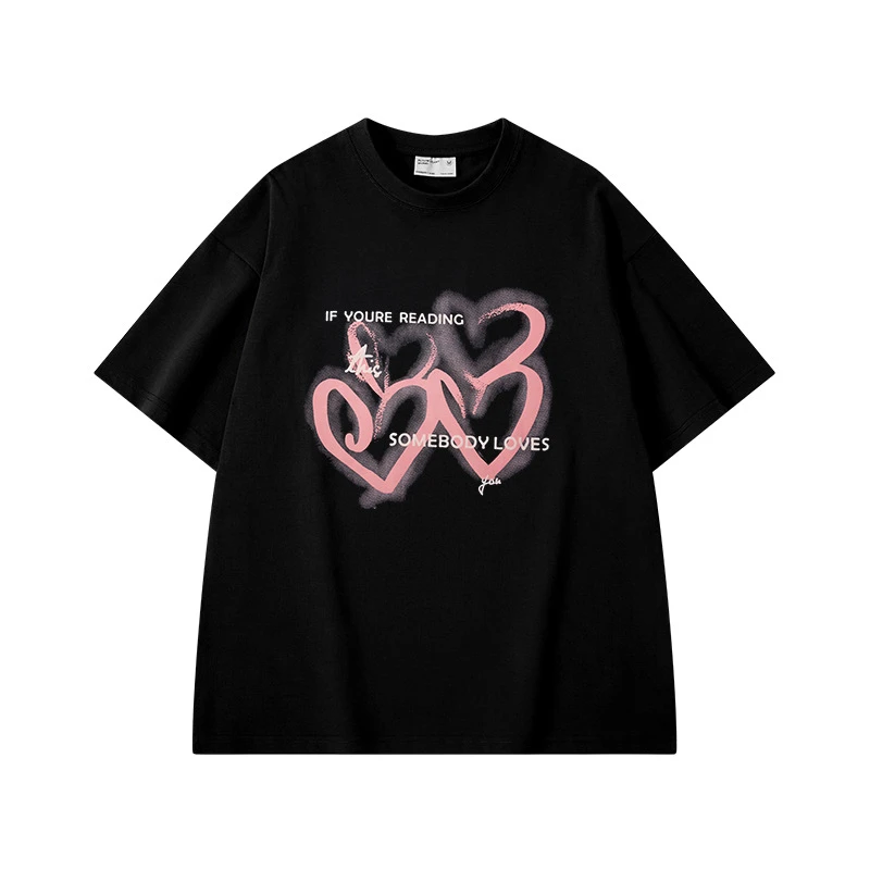 新款男装绒面发泡T恤夏季男300g重磅纯棉宽松轻奢休闲ins痞帅男装