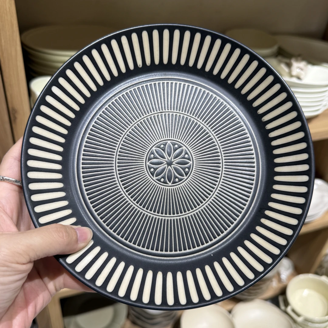 罗马柱浮雕7.8寸花纹盘