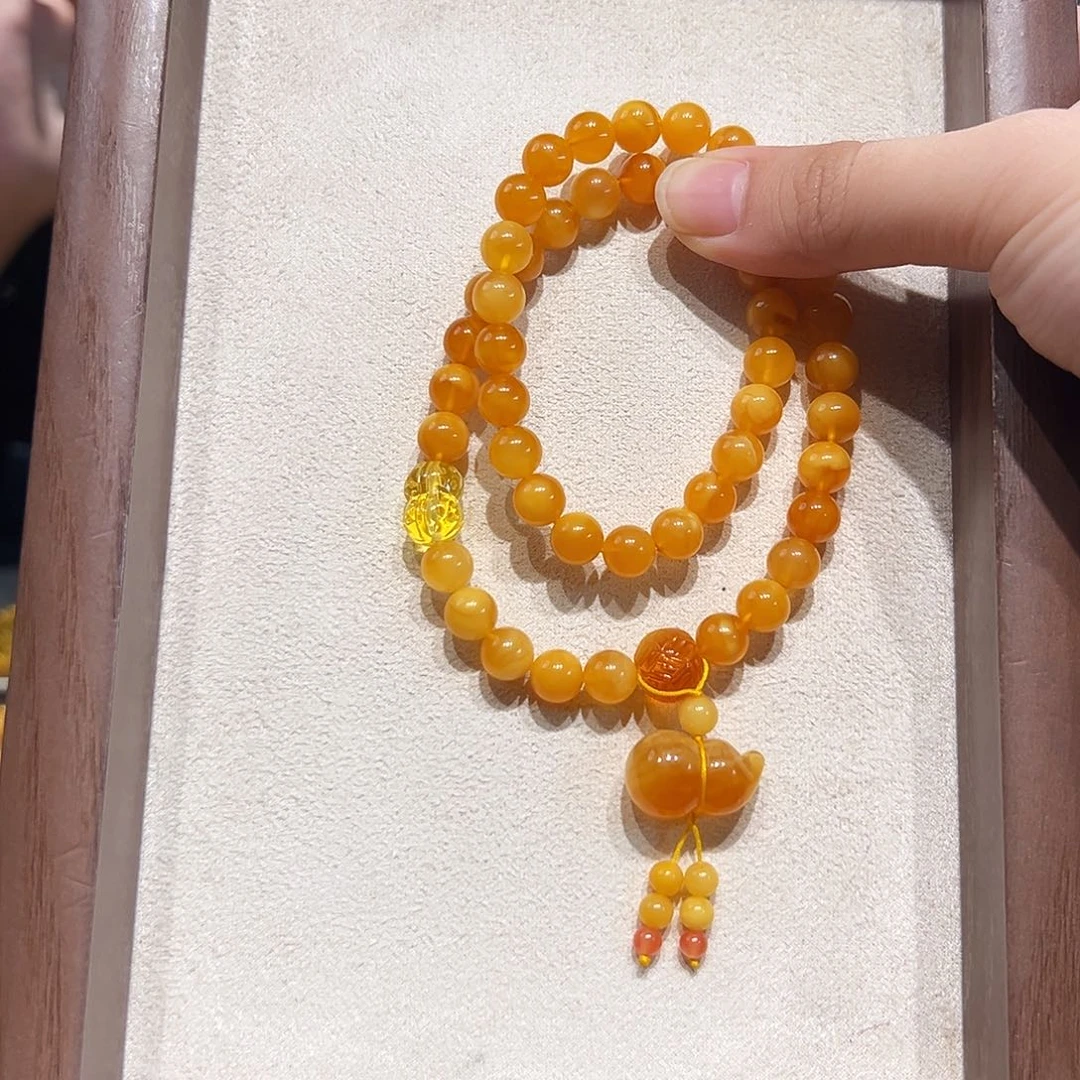 琥珀未镶嵌手链7.9mm蜜蜡手串