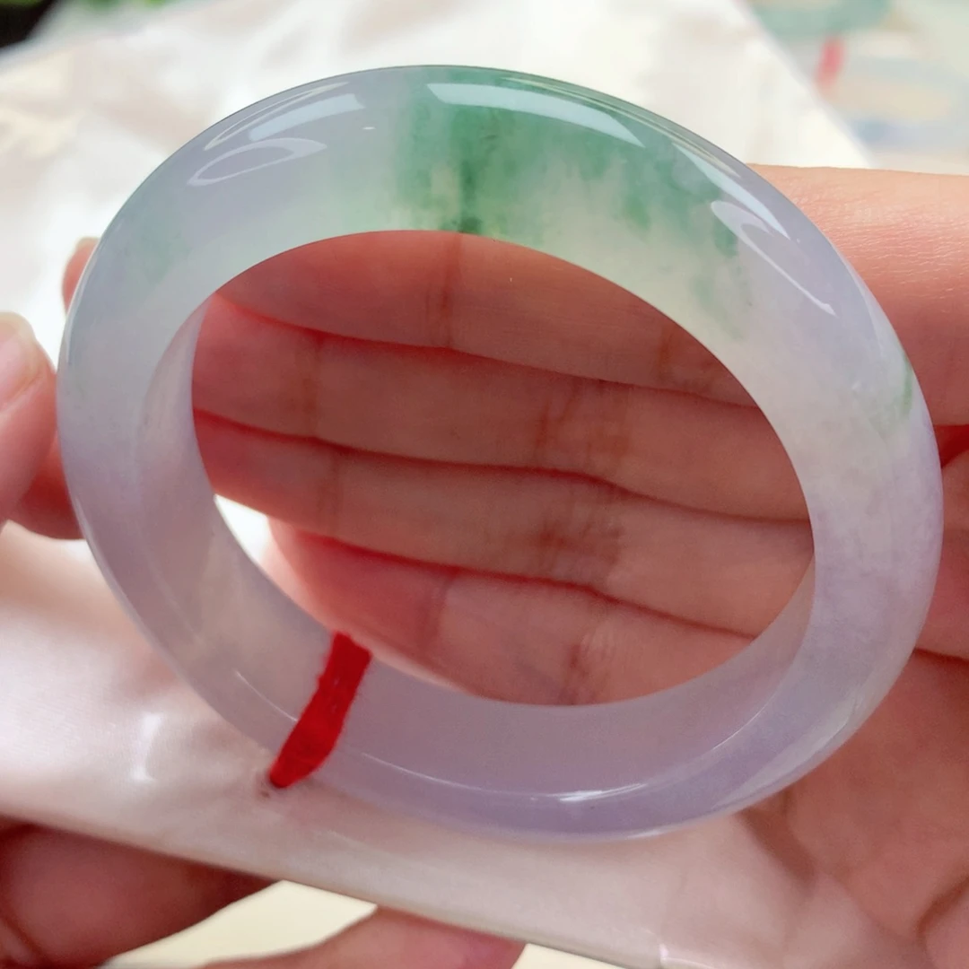 未镶嵌手镯翡翠50.8冰紫飘花 微瑕漏 小手必拍 喵喵