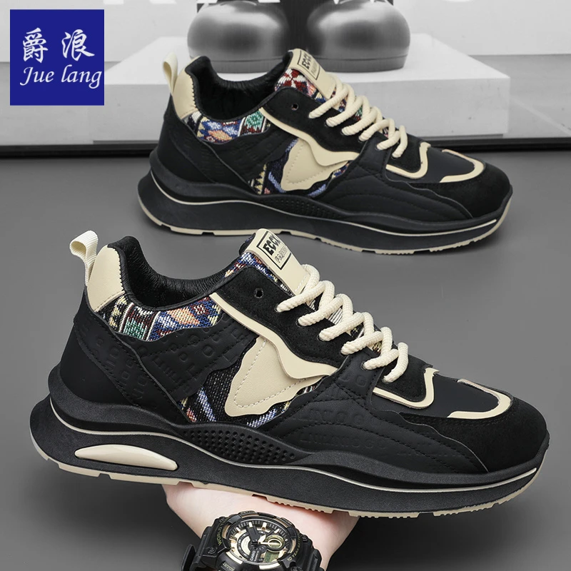 爵浪男鞋秋冬新款低帮阿甘鞋子男款时尚百搭厚底增高运动老爹鞋子