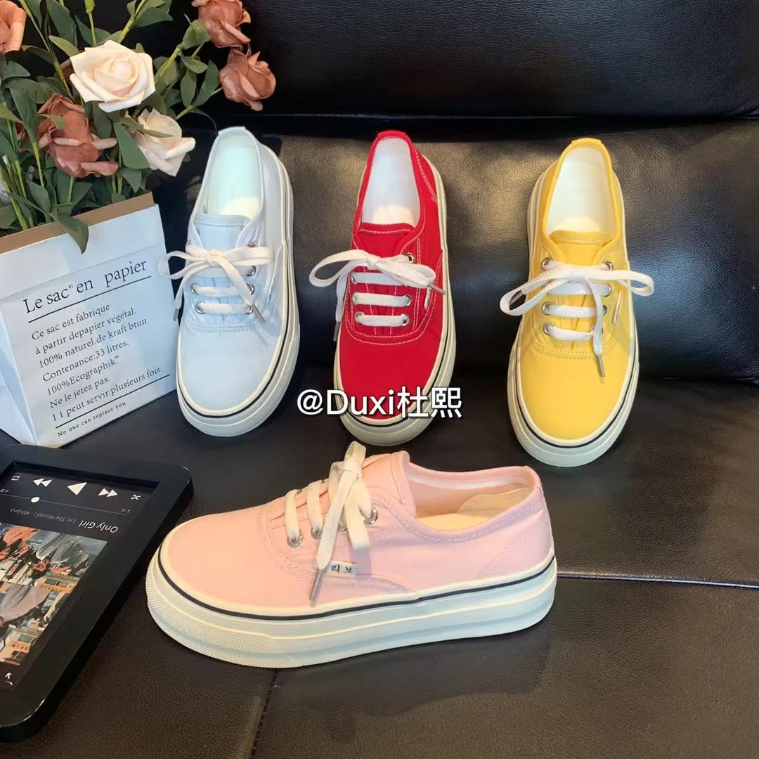 Duxi杜熙2025春夏新款帆布鞋圆头软底时尚百搭休闲帆布鞋韩版ins