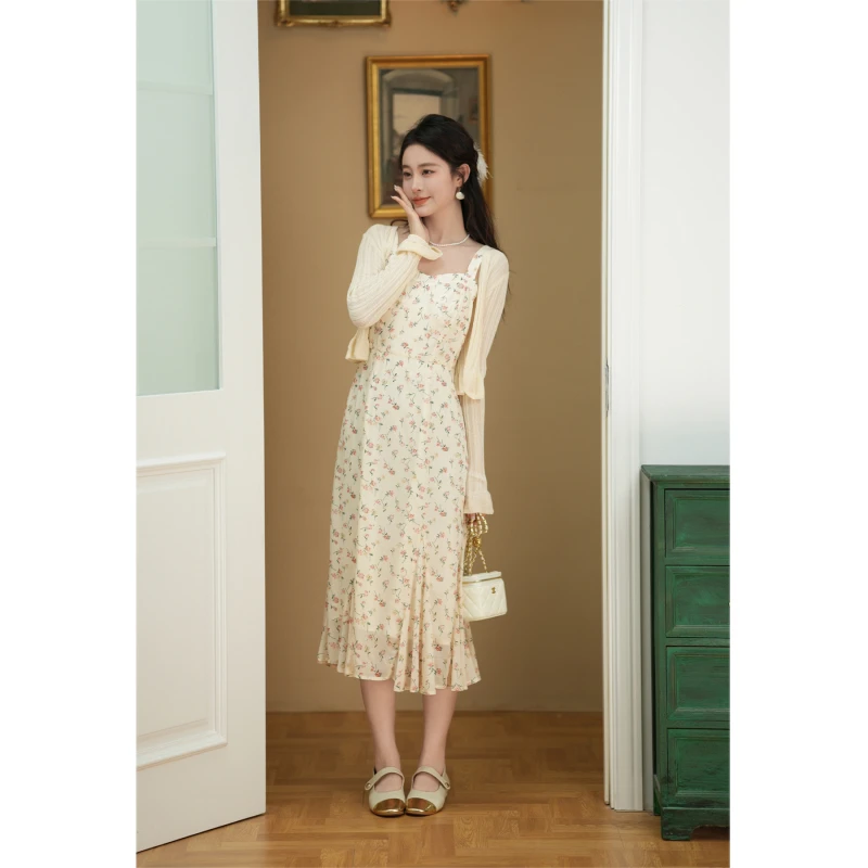 【品牌撤柜款ZB】连衣裙碎花气质长裙夏季复古法式QYM001451
